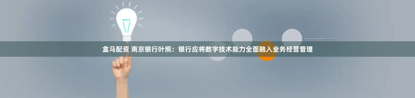 盒马配资 南京银行叶照：银行应将数字技术能力全面融入业务经营管理