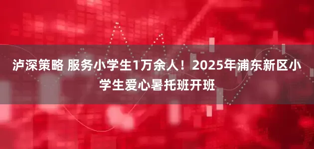 泸深策略 服务小学生1万余人！2025年浦东新区小学生爱心暑托班开班