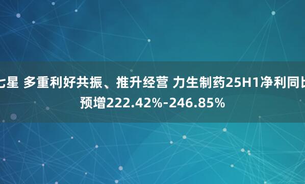 七星 多重利好共振、推升经营 力生制药25H1净利同比预增222.42%-246.85%